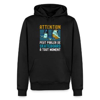 Attention Skateboard Humour Skate Fun Skater Flip - Sweat à capuche Premium bio Homme - noir - Devant - Nico (187cm)