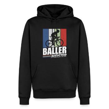 BALLERMEISTER FAHRRAD RADFAHRER RENNRAD SPRUCH - Männer Premium Bio Hoodie - Schwarz - Vorne - Nico (187cm)