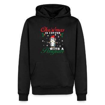 Weihnachten ist besser mit einem Pinguin - Männer Premium Bio Hoodie - Schwarz - Vorne - Nico (187cm)