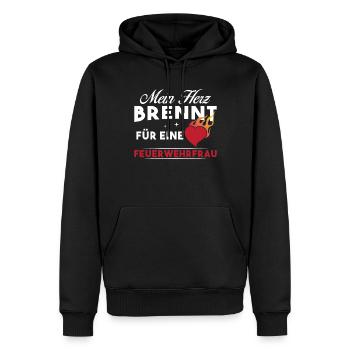 Mein Herz brennt für eine Feuerwehrfrau - Männer Premium Bio Hoodie - Schwarz - Vorne - Nico (187cm)