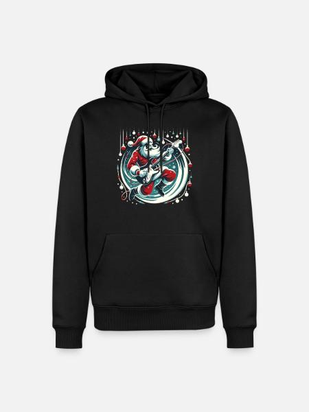 Guitar Player Santa Christmas Guitarist - Men’s Premium Organic Hoodie - black