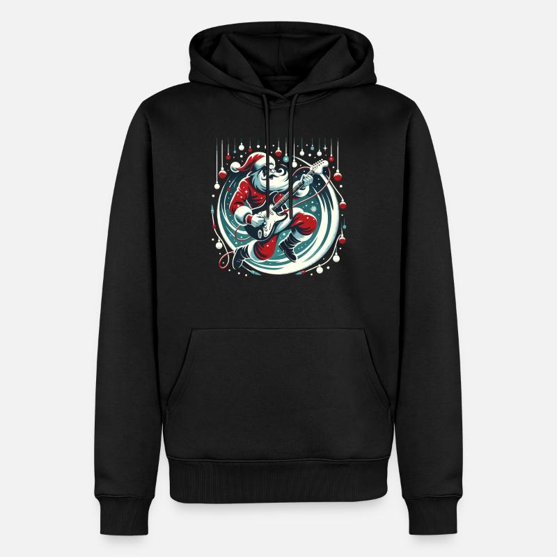 Guitariste Père Noël Guitariste - Sweat à capuche Premium bio Homme - noir
