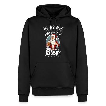 hohohol mir mal ein bier tshirt - Männer Premium Bio Hoodie - Schwarz - Vorne - Nico (187cm)