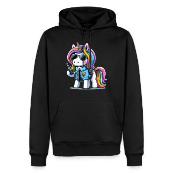 Einhorn Regenbogen Niedliches Einhorn Sicherheit - Männer Premium Bio Hoodie - Schwarz - Vorne - Nico (187cm)