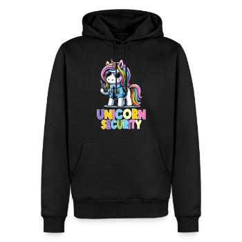 Einhorn Regenbogen Niedliches Einhorn Sicherheit - Männer Premium Bio Hoodie - Schwarz - Vorne - Nico (187cm)