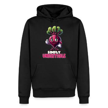 Rote Bete Rote Bete vegan einfach unbeetable veggie - Männer Premium Bio Hoodie - Schwarz - Vorne - Nico (187cm)
