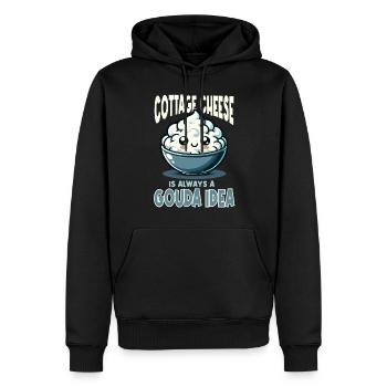 Hüttenkäse Gouda Idee - Männer Premium Bio Hoodie - Schwarz - Vorne - Nico (187cm)