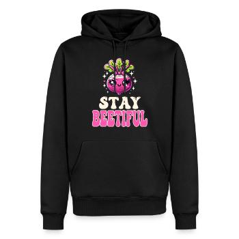 Rote-Bete-Liebe - Stay Beetiful Kawaii Rote Bete Wortspiel - Männer Premium Bio Hoodie - Schwarz - Vorne - Nico (187cm)