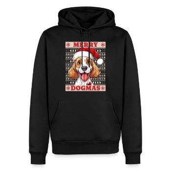 Chien Noël laid joyeux dogmes père Noël chapeau - Sweat à capuche Premium bio Homme - noir - Devant - Nico (187cm)