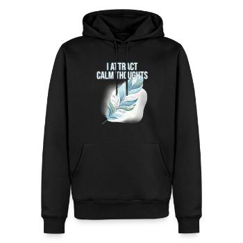 Yoga, Pleine conscience, Pratique, Méditation, Manifestation - Sweat à capuche Premium bio Homme - noir - Devant - Nico (187cm)