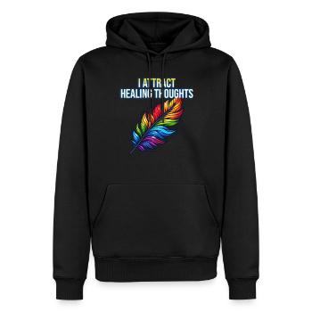 Yoga, Pleine conscience, Pratique, Méditation, Manifestation - Sweat à capuche Premium bio Homme - noir - Devant - Nico (187cm)