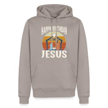 Jesus Weihnachten Jesus Birthday Team Jesus - Männer Premium Bio Hoodie - Taupe - Vorne - Nico (187cm)