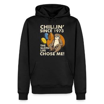 Sloth Birthday Vintage 1973 - Men’s Premium Organic Hoodie - black - Front - Nico (187cm)