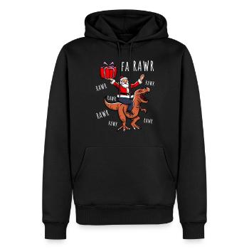 Père Noël sur Dino - Sweat à capuche Premium bio Homme - noir - Devant - Nico (187cm)