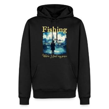 Angeln: Wo ich meine Ruhe finde - Männer Premium Bio Hoodie - Schwarz - Vorne - Nico (187cm)