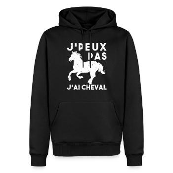 J'Peux Pas J'Ai Cheval Animal Equitation - Sweat à capuche Premium bio Homme - noir - Devant - Nico (187cm)