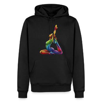 Yoga Regenbogen - Männer Premium Bio Hoodie - Schwarz - Vorne - Nico (187cm)
