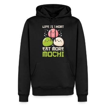 Chemise Kawaii Mochi Lover - La vie est courte Eat More - Sweat à capuche Premium bio Homme - noir - Devant - Nico (187cm)