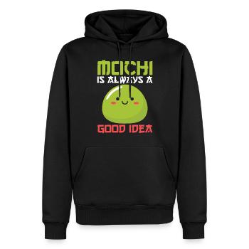 Kawaii Mochi Toujours une bonne idée Dessert japonais - Sweat à capuche Premium bio Homme - noir - Devant - Nico (187cm)