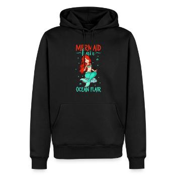 Sirène Reine, Mer, Royal, Océan, Monarque - Sweat à capuche Premium bio Homme - noir - Devant - Nico (187cm)
