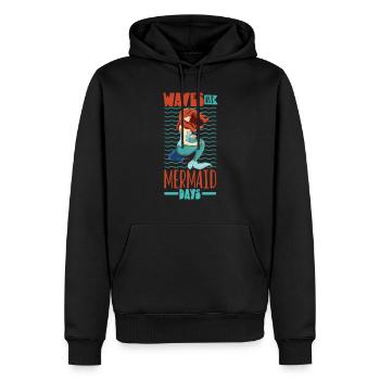 Sirène Reine, Mer, Royal, Océan, Monarque - Sweat à capuche Premium bio Homme - noir - Devant - Nico (187cm)