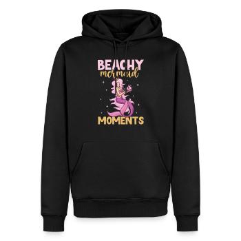 Sirène Reine, Mer, Royal, Océan, Monarque - Sweat à capuche Premium bio Homme - noir - Devant - Nico (187cm)