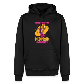 Sirène Reine, Mer, Royal, Océan, Monarque - Sweat à capuche Premium bio Homme - noir - Devant - Nico (187cm)