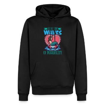 Sirène Reine, Mer, Royal, Océan, Monarque - Sweat à capuche Premium bio Homme - noir - Devant - Nico (187cm)