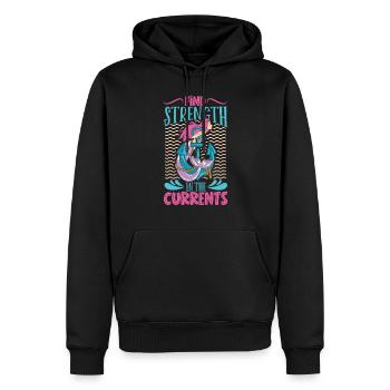 Sirène Reine, Mer, Royal, Océan, Monarque - Sweat à capuche Premium bio Homme - noir - Devant - Nico (187cm)