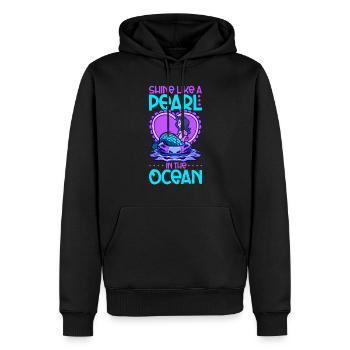 Sirène Reine, Mer, Royal, Océan, Monarque - Sweat à capuche Premium bio Homme - noir - Devant - Nico (187cm)