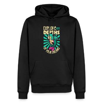 Sirène Reine, Mer, Royal, Océan, Monarque - Sweat à capuche Premium bio Homme - noir - Devant - Nico (187cm)