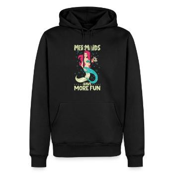 Sirène Reine, Mer, Royal, Océan, Monarque - Sweat à capuche Premium bio Homme - noir - Devant - Nico (187cm)