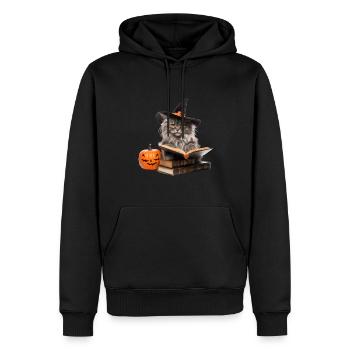 Cat reading a Book Pet Halloween Pumpkins - Männer Premium Bio Hoodie - Schwarz - Vorne - Nico (187cm)