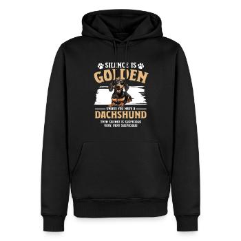 Dachshund wiener sausage dog Silence is Golden - Männer Premium Bio Hoodie - Schwarz - Vorne - Nico (187cm)