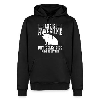 Pot Belly Pig Harnais et laisse Pot Belly Pig - Sweat à capuche Premium bio Homme - noir - Devant - Nico (187cm)