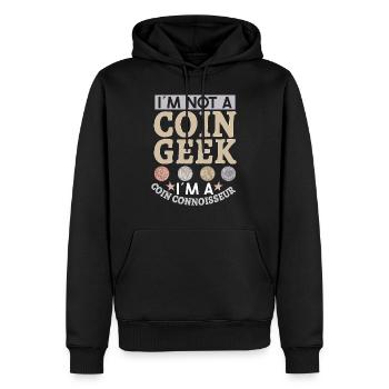 Collection de pièces de monnaie amusante pour les collectionneurs de pièces de monnaie et - Sweat à capuche Premium bio Homme - noir - Devant - Nico (187cm)