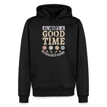 Collection de pièces de monnaie amusante pour les collectionneurs de pièces de monnaie et - Sweat à capuche Premium bio Homme - noir - Devant - Nico (187cm)