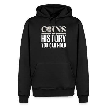 Collection de pièces de monnaie amusante pour les collectionneurs de pièces de monnaie et - Sweat à capuche Premium bio Homme - noir - Devant - Nico (187cm)