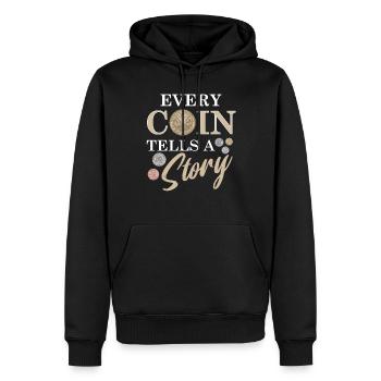 Collection de pièces de monnaie amusante pour les collectionneurs de pièces de monnaie et - Sweat à capuche Premium bio Homme - noir - Devant - Nico (187cm)