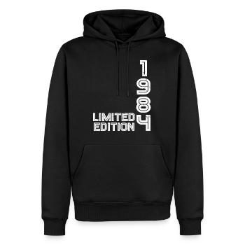 40e anniversaire 1984 Année de naissance Edition limitée - Sweat à capuche Premium bio Homme - noir - Devant - Nico (187cm)