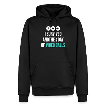 Remote Worker Funny Idea Video Calls Meetings - Men’s Premium Organic Hoodie - black - Front - Nico (187cm)
