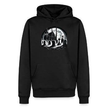 Cimetière gothique au clair de lune : scène de nuit étrange - Sweat à capuche Premium bio Homme - noir - Devant - Nico (187cm)