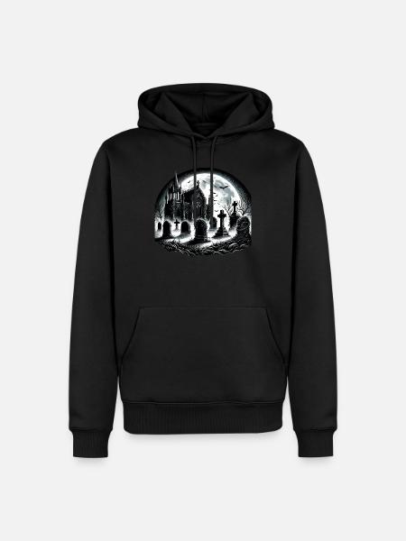 Moonlit Gothic Graveyard: Eerie Night Scene - Men’s Premium Organic Hoodie - black