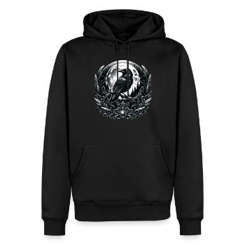 Mystischer Rabe und Mond: Gothic-Eleganz - Männer Premium Bio Hoodie - Schwarz - Vorne - Nico (187cm)