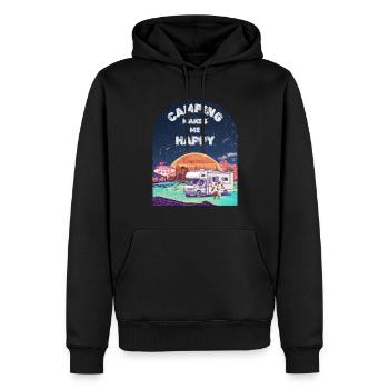 Camping makes me happy. Camping on Mars. - Männer Premium Bio Hoodie - Schwarz - Vorne - Nico (187cm)