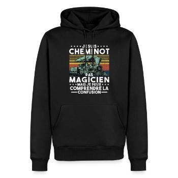 Cheminot Conducteur De Train Chemin De Fer - Sweat à capuche Premium bio Homme - noir - Devant - Nico (187cm)