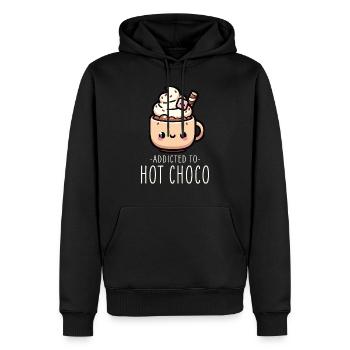 Amateur de chocolat chaud kawaii Soirée d’hiver confortable - Sweat à capuche Premium bio Homme - noir - Devant - Nico (187cm)