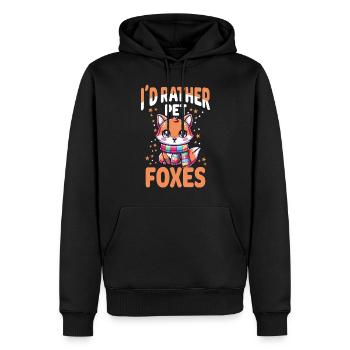 Charmant renard kawaii avec écharpe - je préfère caresser - Sweat à capuche Premium bio Homme - noir - Devant - Nico (187cm)