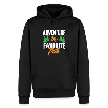 Adventure, my Favorite Path. Typografie. - Männer Premium Bio Hoodie - Schwarz - Vorne - Nico (187cm)