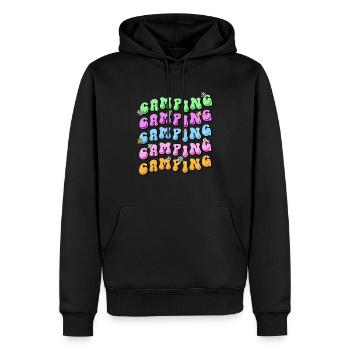 Camping Style rétro des années 70 Hippie Flower Power - Sweat à capuche Premium bio Homme - noir - Devant - Nico (187cm)